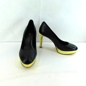 Michael Kors Womens Black and Gold Heels Chantal Platform Pump Size 8 New